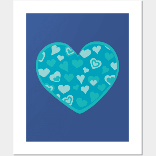 Turquoise sweet love hearts Posters and Art